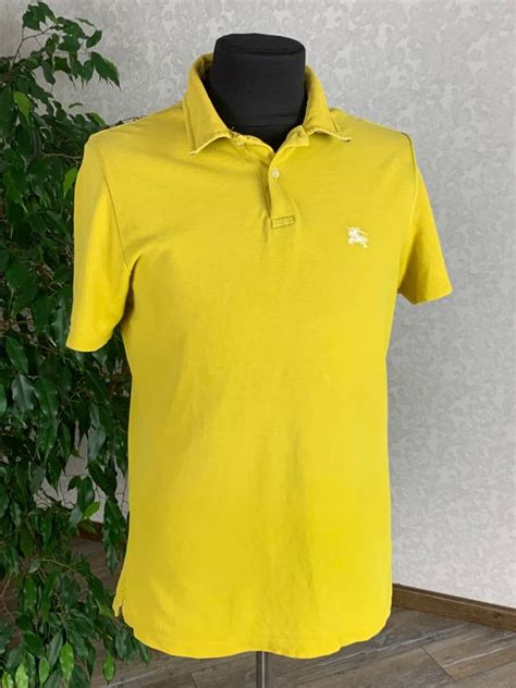 Vintage Burberry Nova Check Yellow Polo Shirt Size 